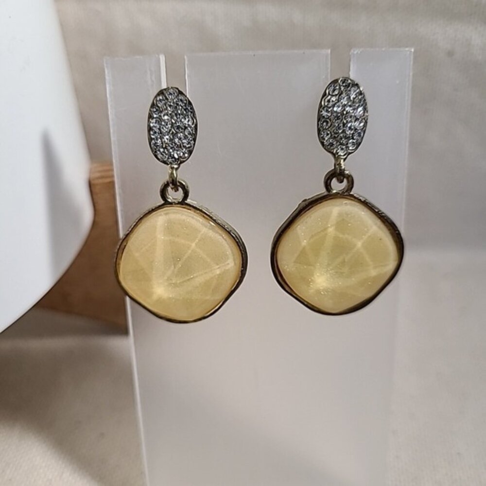 Vintage Drop Earrings Rhinestone Square Dangle Earrings Statement Jewelry